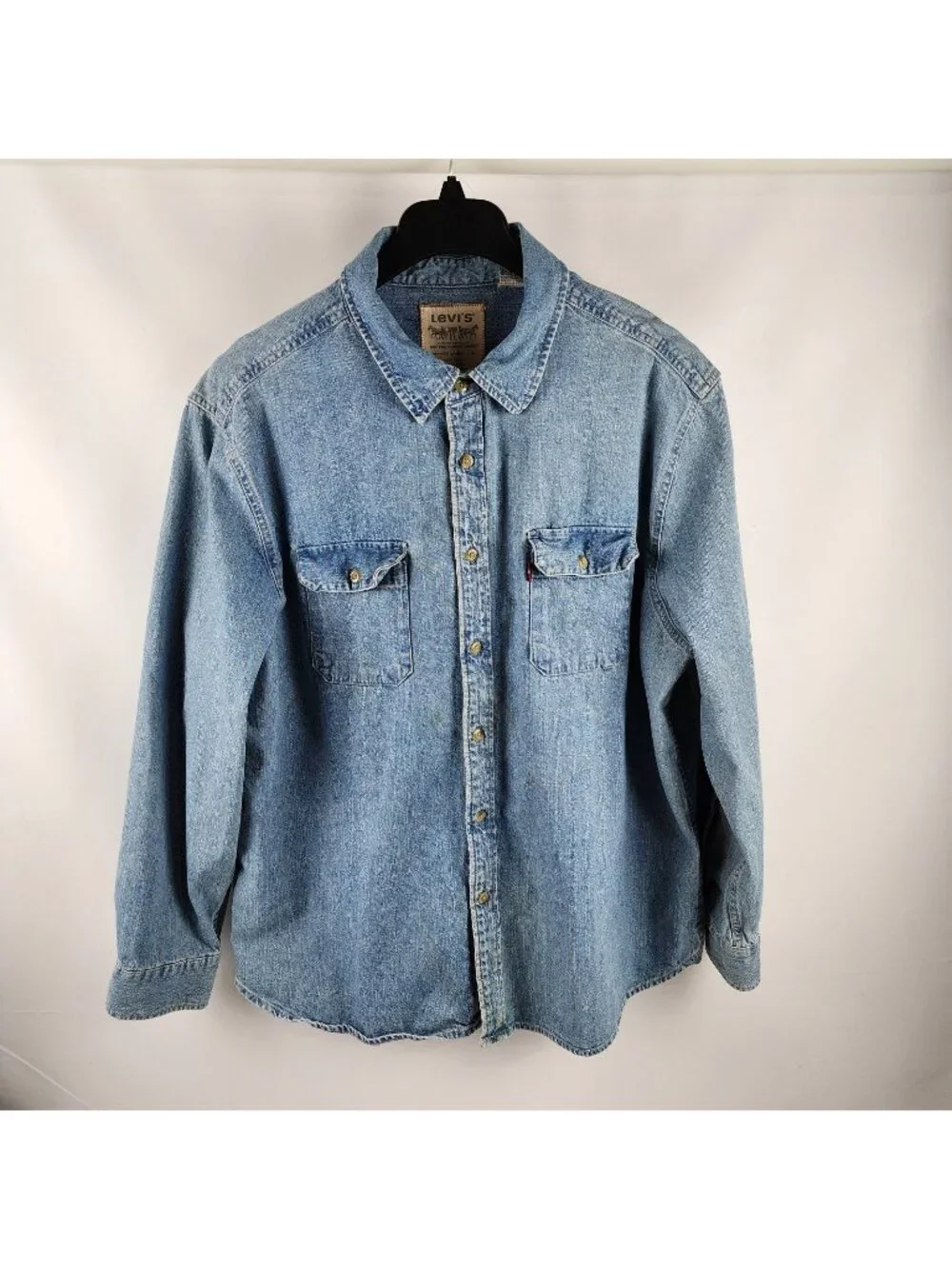 Levis Shirt Mens XXL Blue Western Denim Button Up L/S